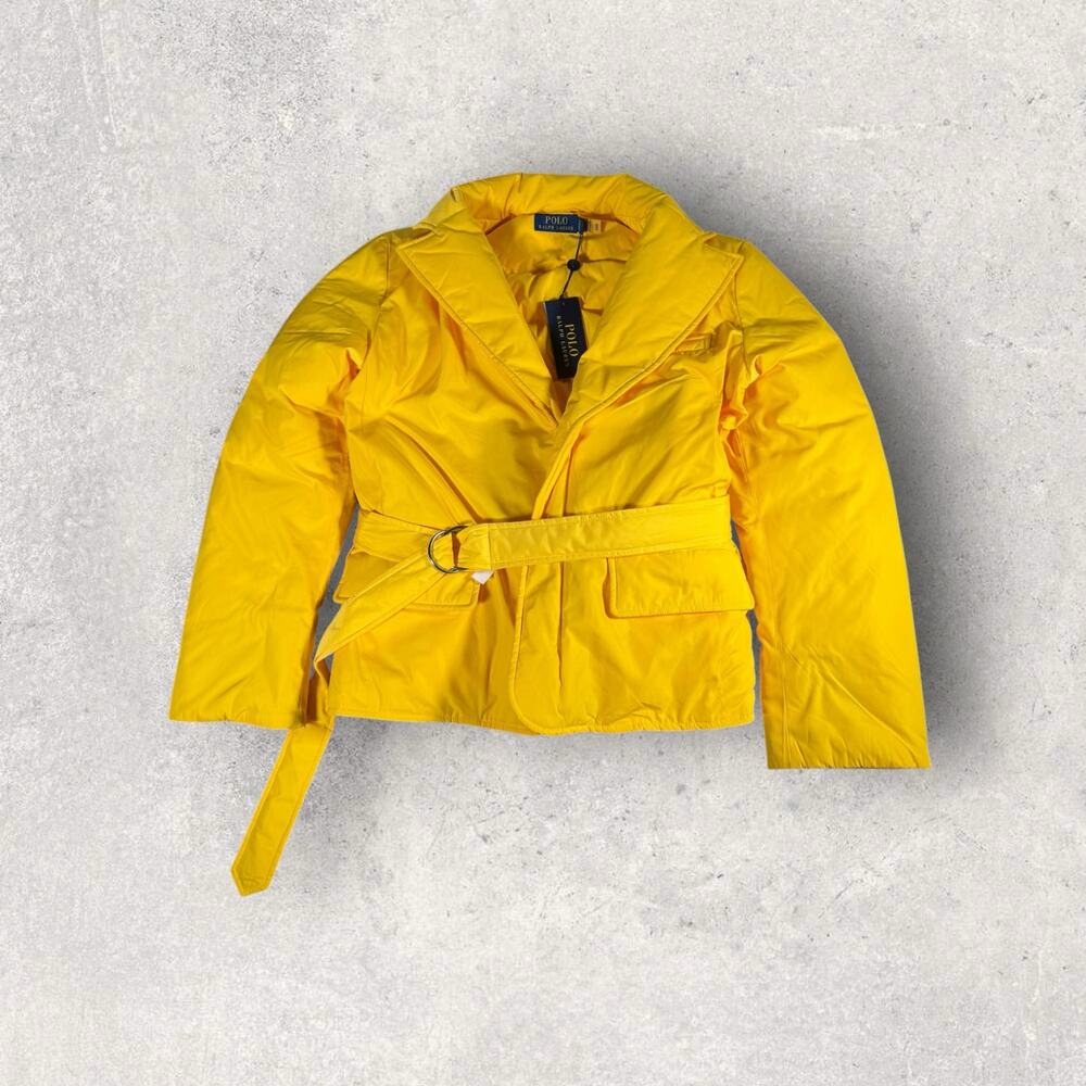 NWT Polo Ralph Lauren Down-Fill Yellow Belted Jacket Womens Size S